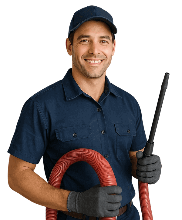 Pearland Air Ducts Cleaning TX   technician holding HVAC tools and smiling