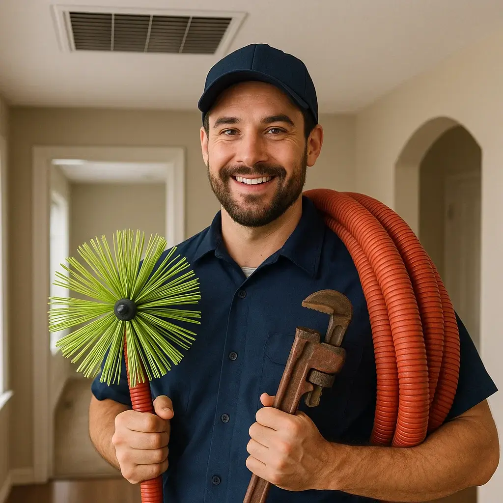 Pearland Air Ducts Cleaning TX technician providing same-day air duct cleaning service at Pearland home